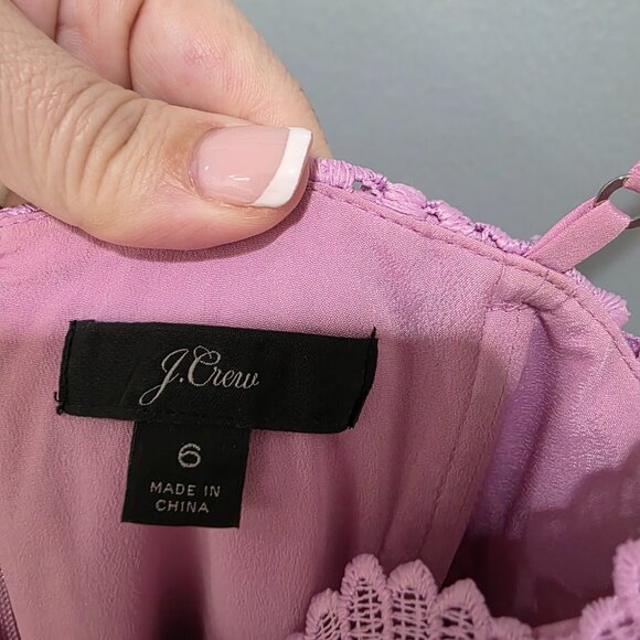 J.Crew Lavender Lace Dress Size 6 Scalloped V-Neck Zip Back Lined Cocktail - Picture 5 of 11